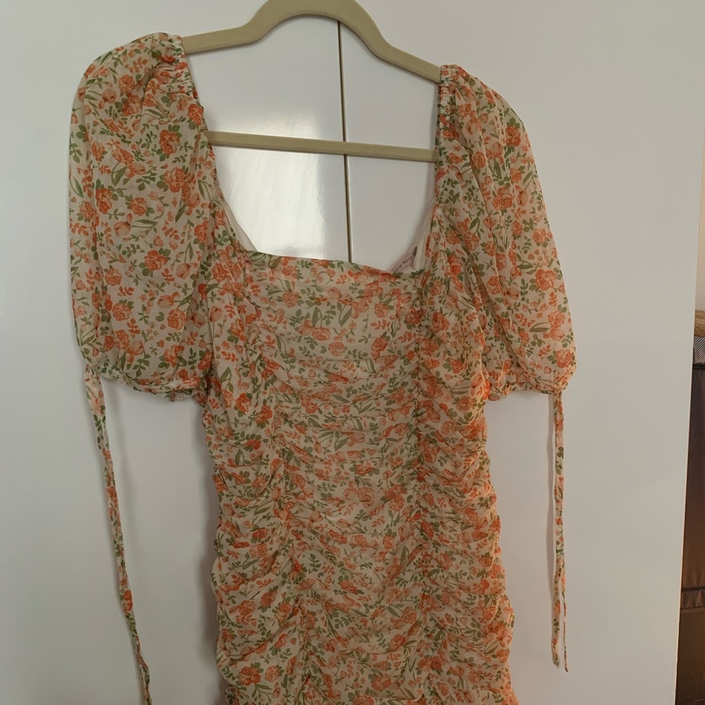 Skylar Rose ruched mini dress with balloon sleeves